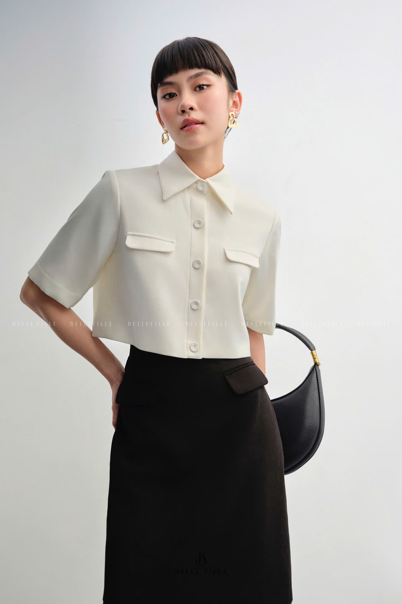 Áo shirt crop top cotton hàn