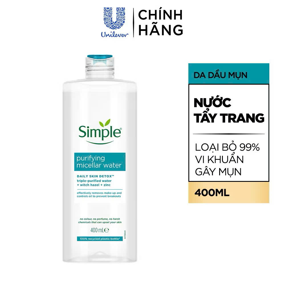 Nước Tẩy Trang Simple Cho Da Dầu Mụn 400ml