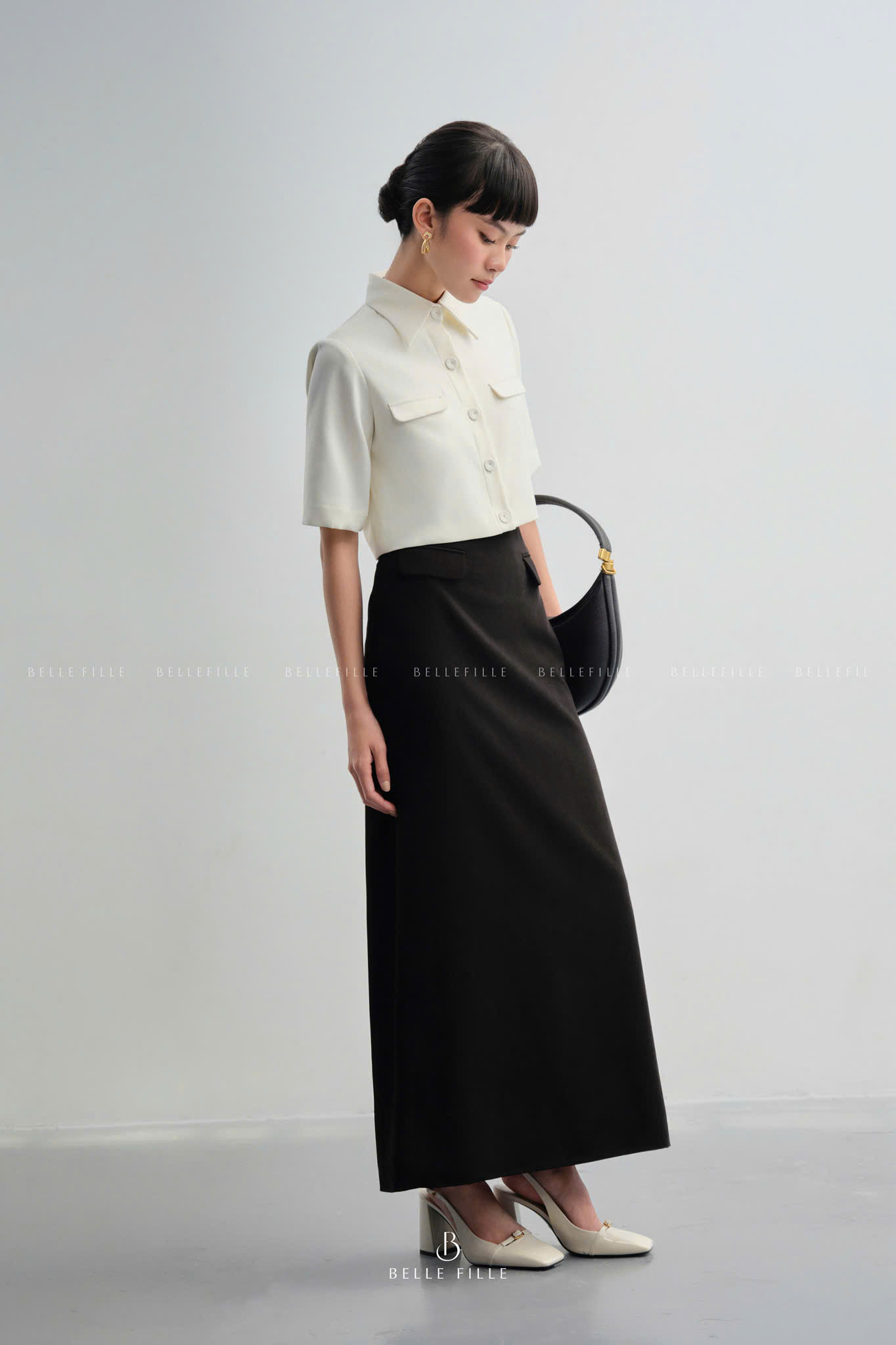 Áo shirt crop top cotton hàn