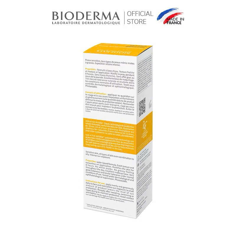 Kem Chống Nắng Bioderma Giảm Bóng Nhờn 40ml (Không Màu) Photoderm MAX Aquafluide SPF 50+