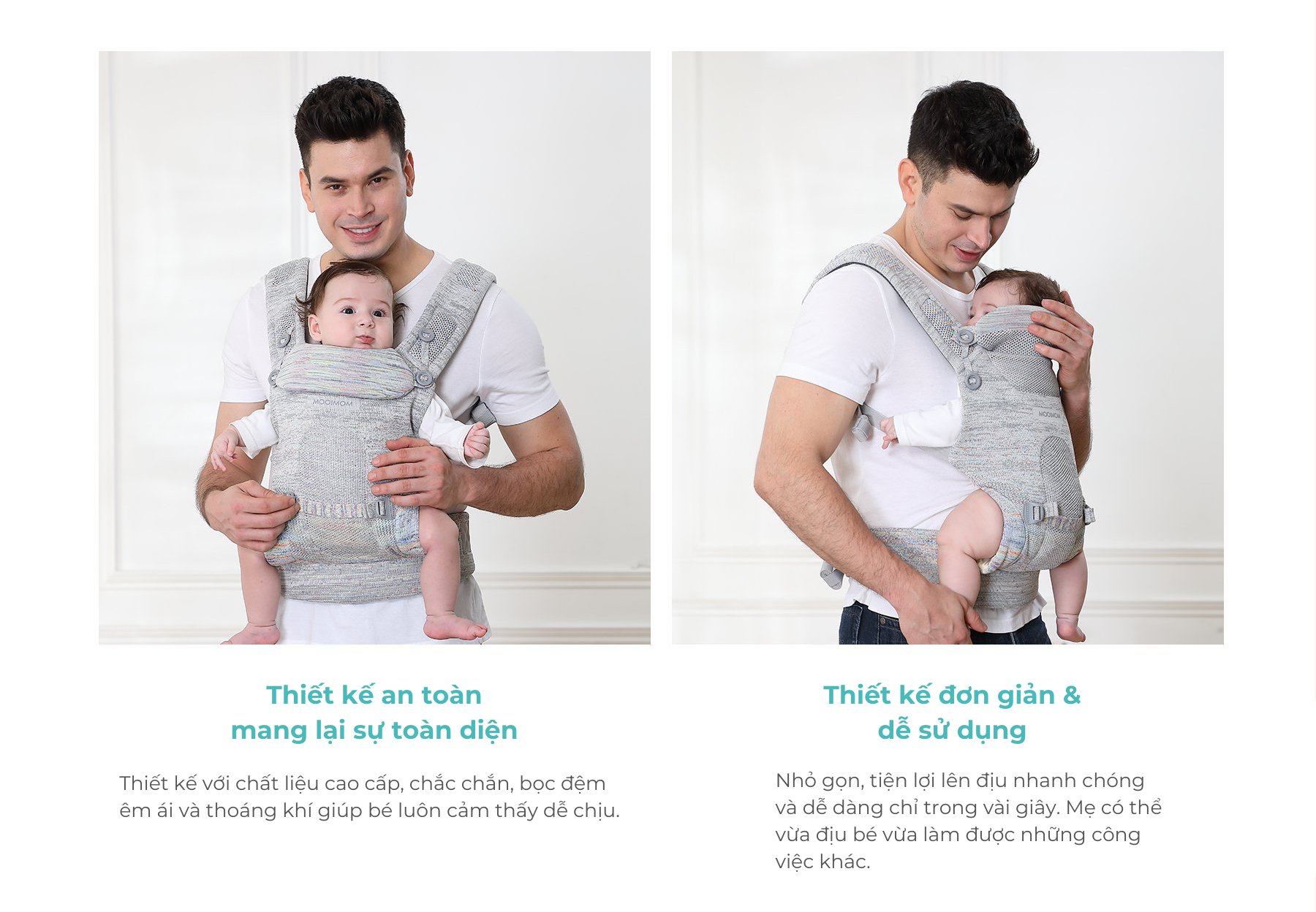 MOOIMOM Địu Em Bé Cao Cấp AiryKnit - AiryKnit Baby Carrier