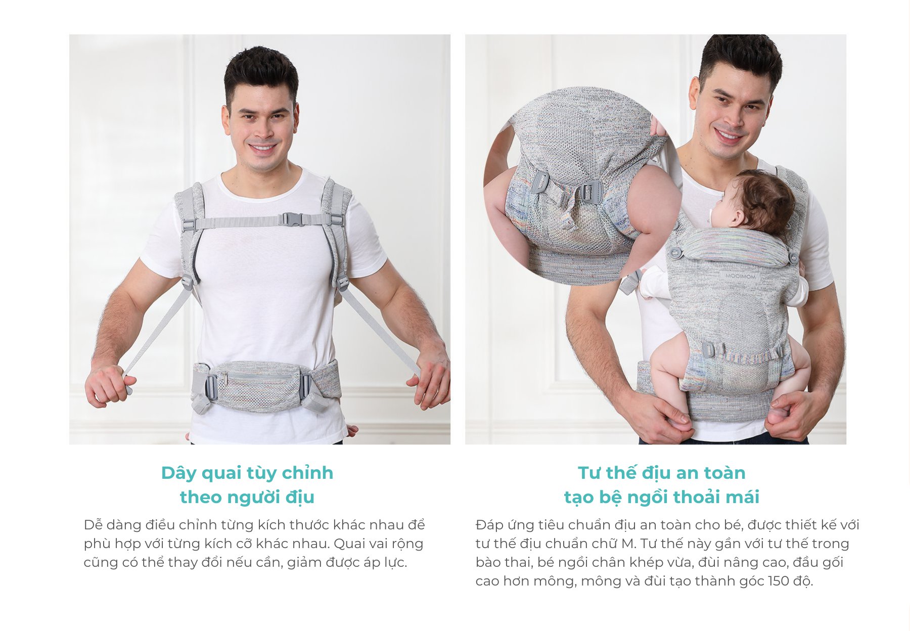 MOOIMOM Địu Em Bé Cao Cấp AiryKnit - AiryKnit Baby Carrier