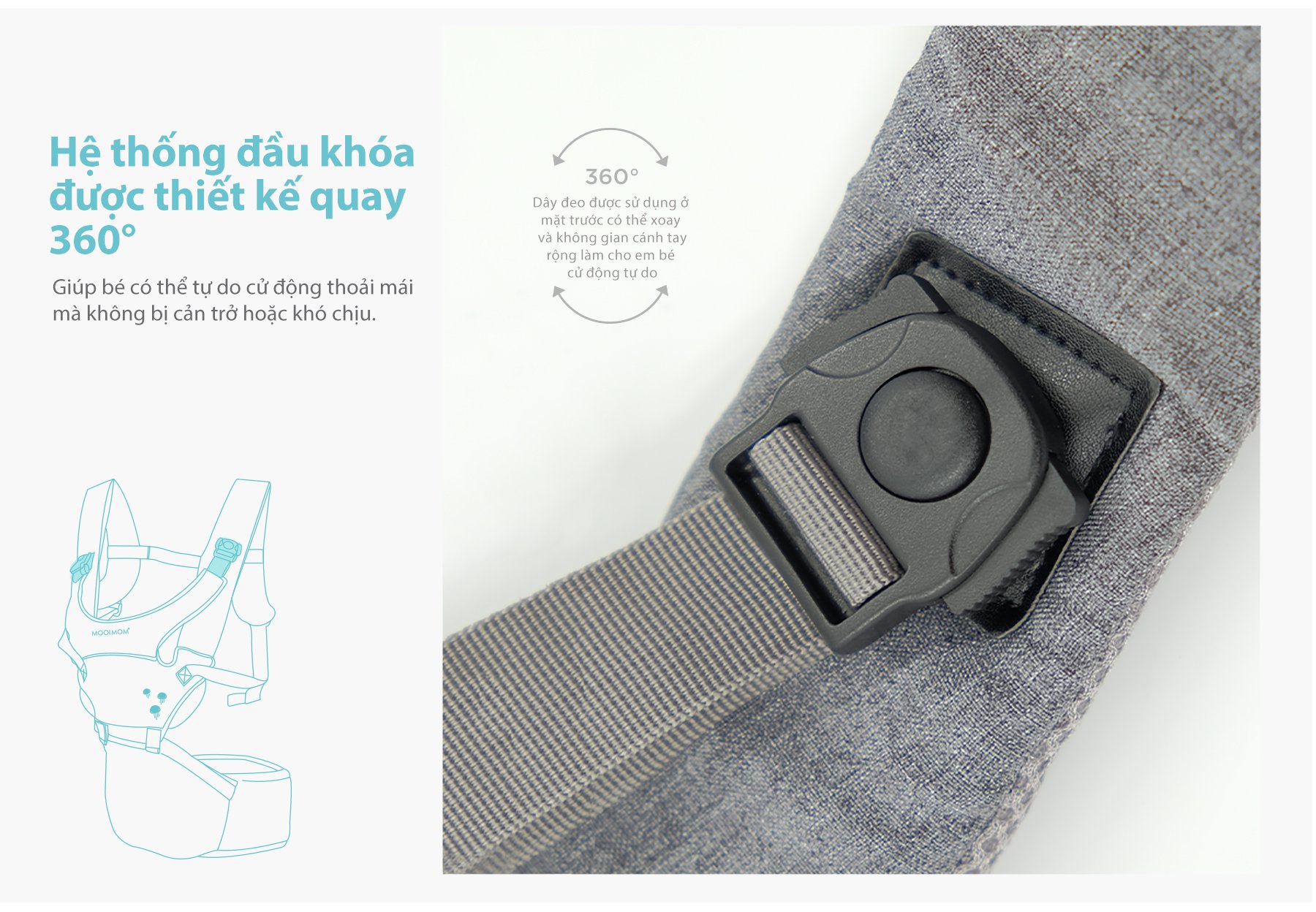 MOOIMOM Địu Ngồi Em Bé Siêu Nhẹ - Lightweight Hipseat Carrier