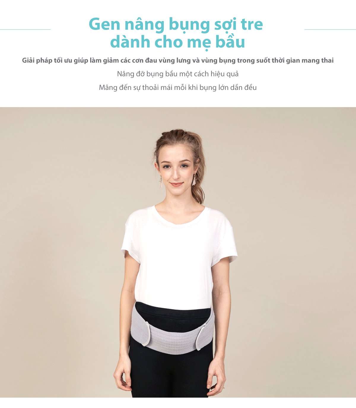 MOOIMOM Đai Nâng Bụng Bầu Vải Sợi Than Tre - Bamboo Maternity Support Belt