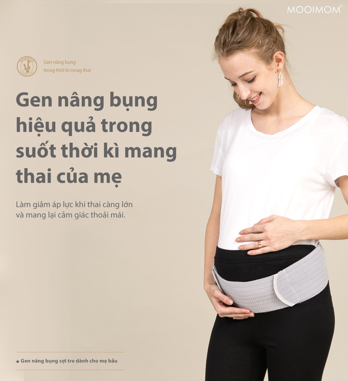 MOOIMOM Đai Nâng Bụng Bầu Vải Sợi Than Tre - Bamboo Maternity Support Belt