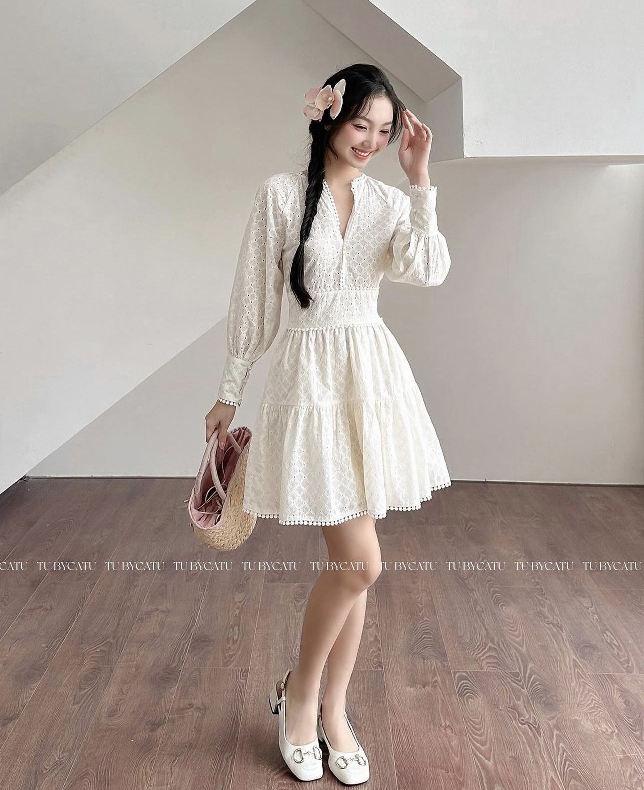Đầm ngắn tay dài thương hiệu Tu by Catu