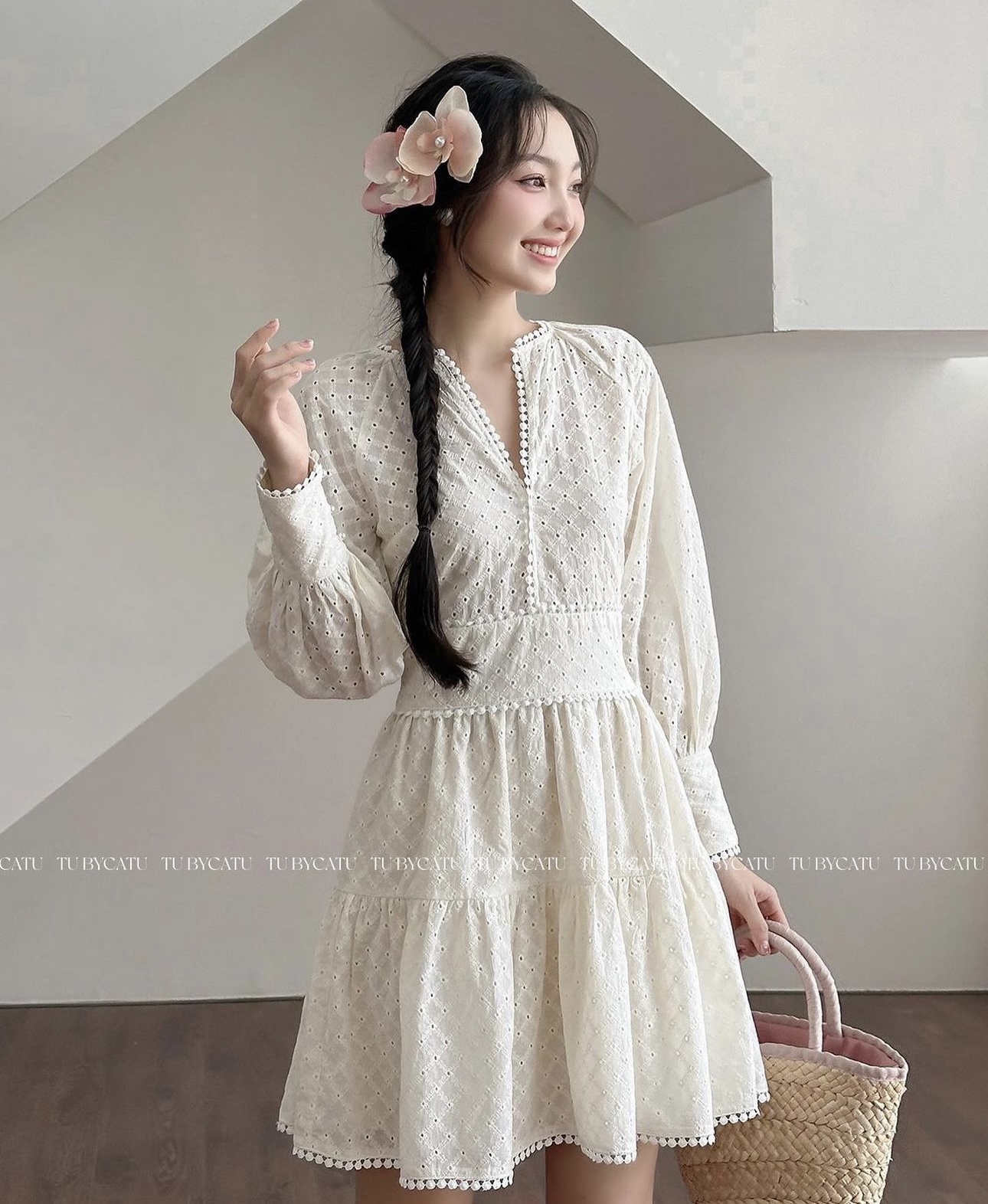 Đầm ngắn tay dài thương hiệu Tu by Catu