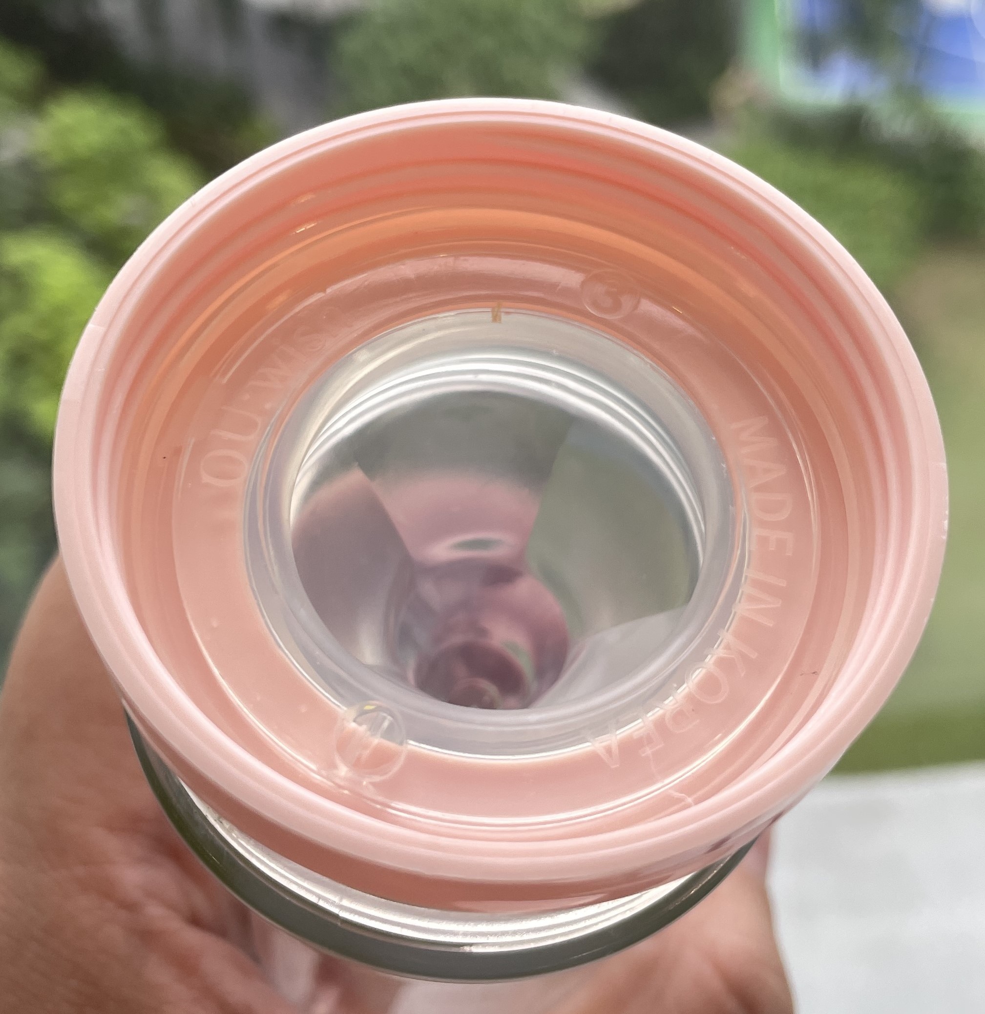 Bình sữa Ou:wish Hàn Quốc 140ml núm ti size 3, có nắp bình, kèm nắp riêng đậy bình