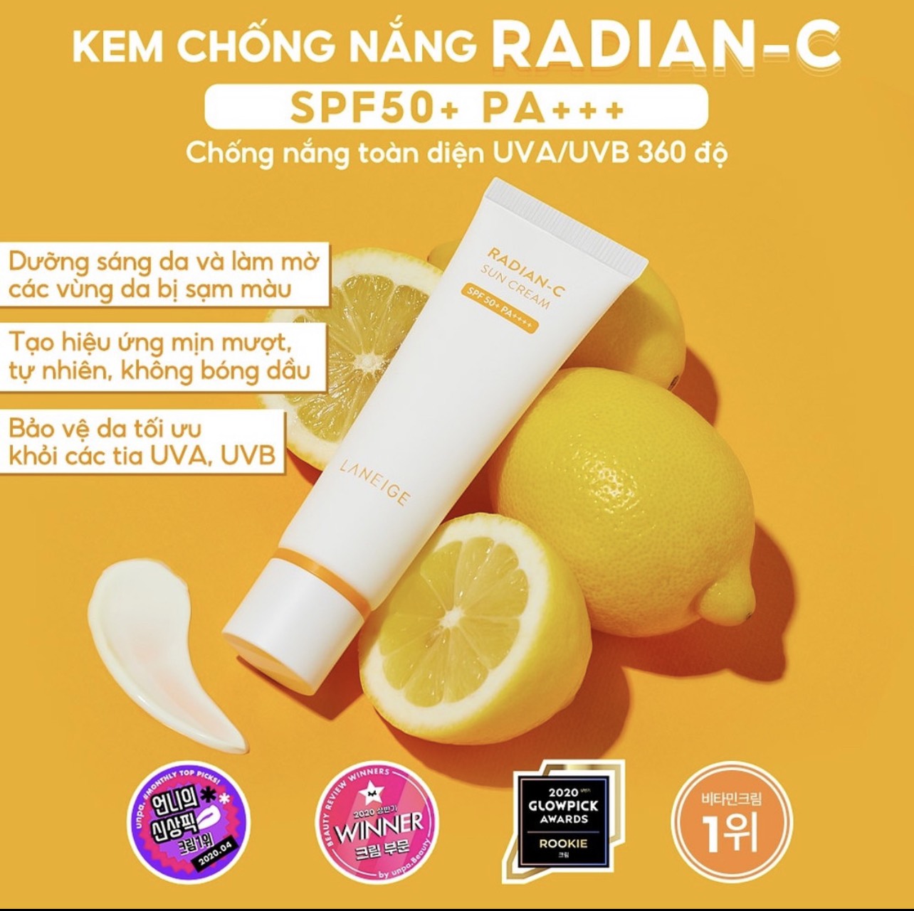 Kem chống nắng Laneige Radian-C Sun Cream SPF 50+ PA++++ 50ML