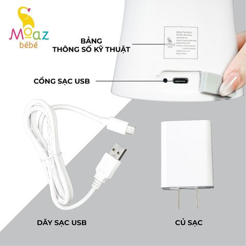 Máy hâm sữa Moaz BéBé di động không dây MB-041