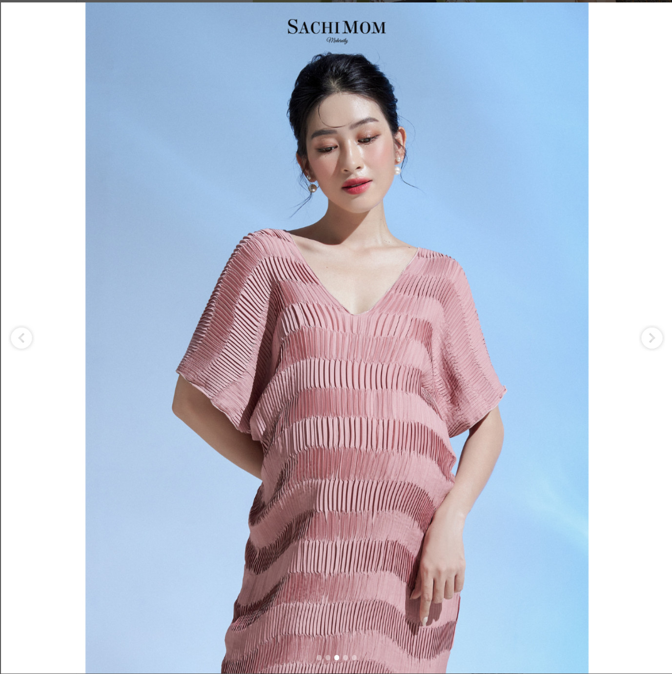 Đầm hồng xếp ly dài thương hiệu Sachimom