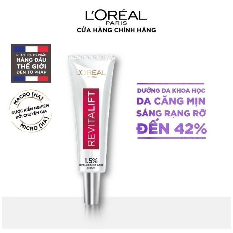 Bộ Serum siêu cấp ẩm L'Oreal Paris Revitalift Pure Hyaluronic Acid 1.5% 30ml & Kem chống nắng UV Defender Serum SPF 50++