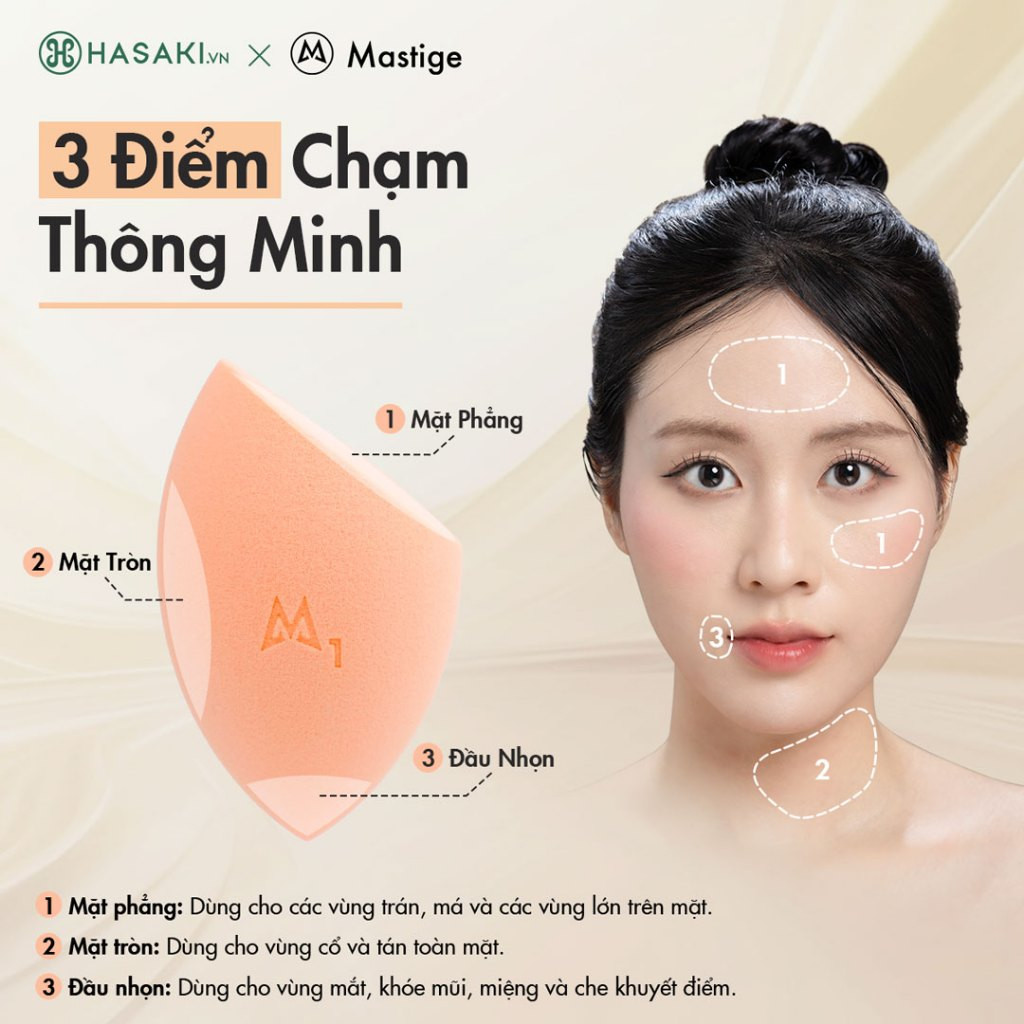 Bộ 4 Mút Trang Điểm Mastige Kháng Khuẩn Nhiều Màu Antibacterial Sponge Hasaki Sản Phẩm Chính Hãng