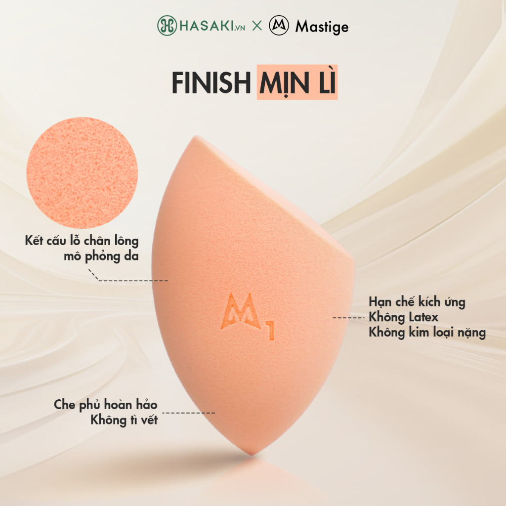 Bộ 4 Mút Trang Điểm Mastige Kháng Khuẩn Nhiều Màu Antibacterial Sponge Hasaki Sản Phẩm Chính Hãng