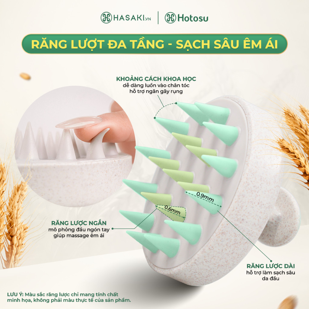 Lược Gội Đầu Hotosu Massage Cao Cấp Premium Scalp Massaging Shampoo Brush Hasaki Sản Phẩm Chính Hãng