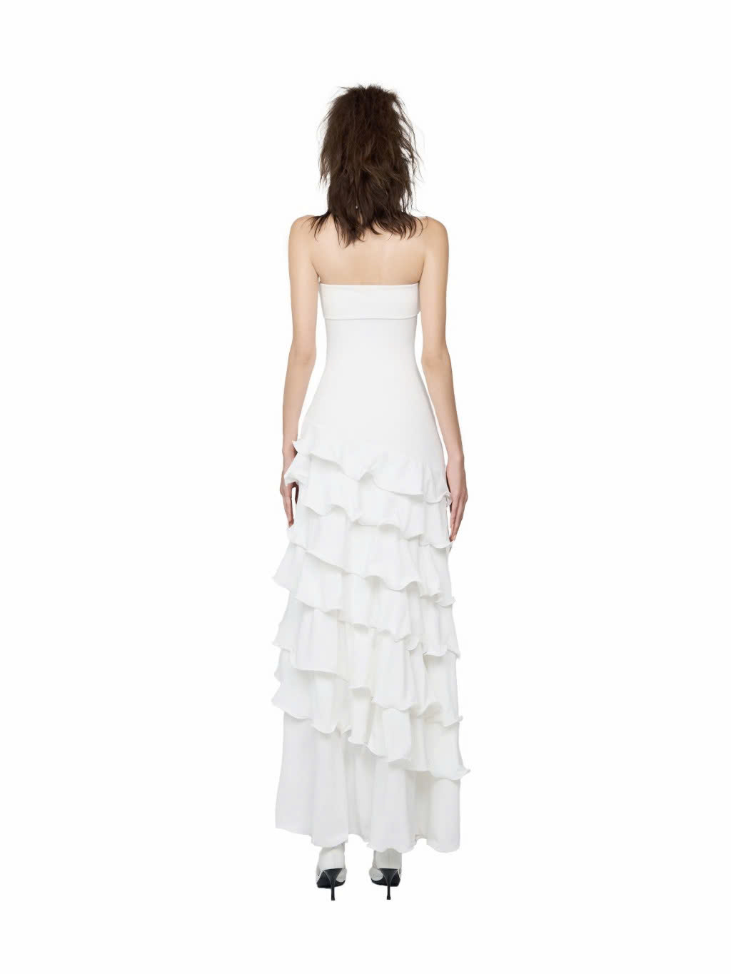 LSEOUL Đầm Body Cúp Ngực Xẻ Tà Bèo Tầng Sang Trọng Dự Tiệc Milky Dress