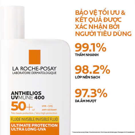 Sữa Chống Nắng Mỏng Nhẹ Lâu Trôi Giúp Bảo Vệ Da Tối Ưu La Roche-Posay Laboratoire Dermatologique Anthelios Uvmune 400 Invisible Fluid 50ML