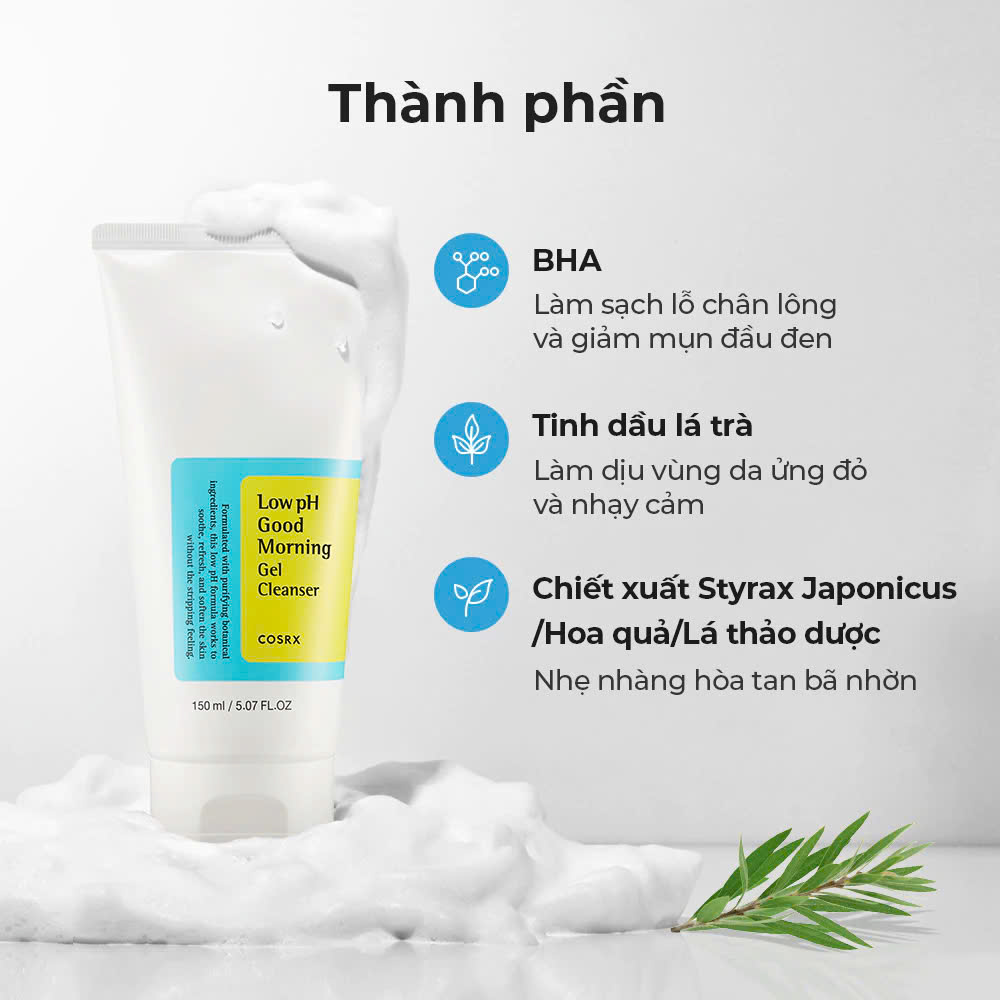Gel rửa mặt Cosrx Good Morning 50ml chiết xuất trà xanh độ ph thấp