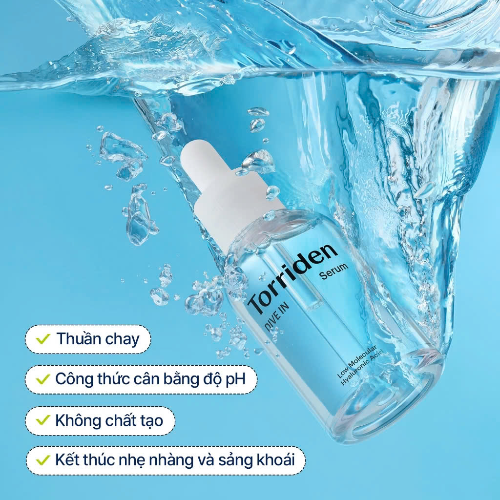 Serum số 1 DIVE IN Hyaluronic Acid cho da sáng bóng, dưỡng ẩm sâu, không bết dính, 50ml,