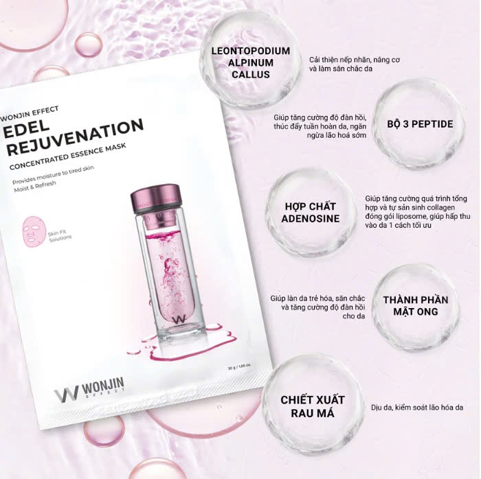 Combo 5 Mặt Nạ Truyền Dịch Nâng Cơ Trẻ Hóa Da WonJin Effect Edel Rejuvenation Mask 30g