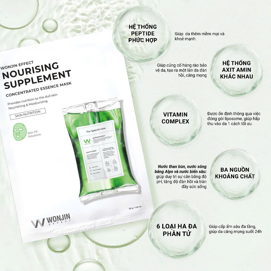 Combo 5 Mặt Nạ Phục Hồi Chuyên Sâu WonJin Effect Nourising Supplement Mask 30g/miếng