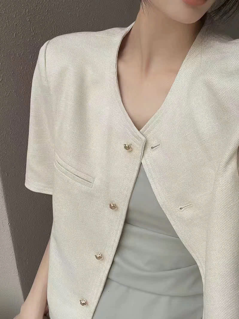 Áo blazer cổ tròn tay ngắn Thương hiệu Naha clothing