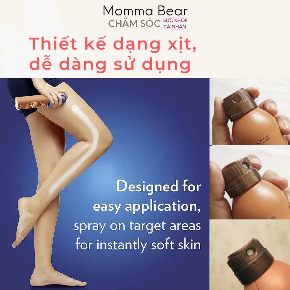 Xịt dưỡng thể Vaseline, Cocoa Radiant, dưỡng ẩm toàn thân, dành cho da khô, hàng Mỹ - Momma Bear 185gr
