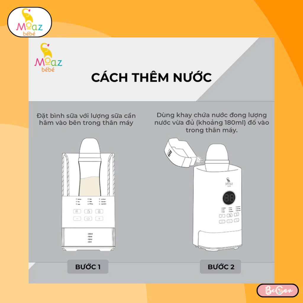 Máy hâm sữa thông minh siêu tốc Moaz BéBé MB033, mẫu mới nhất, vừa mọi bình sữa