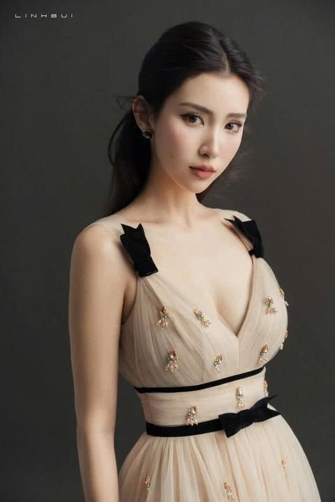 VÁY VOAN NUDE ĐÍNH ĐÁ THƯƠNG HIỆU LINH BÙI
