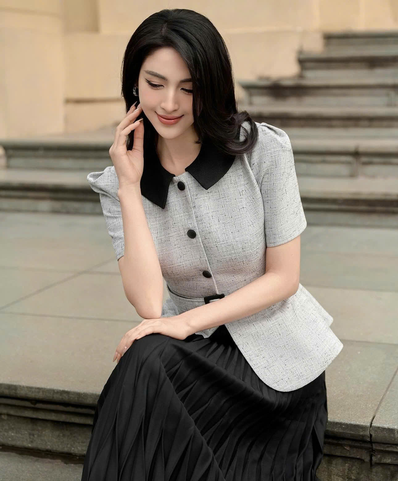 Áo Kiểu Cổ Sen Thắt Đai Thương Hiệu LAGOM