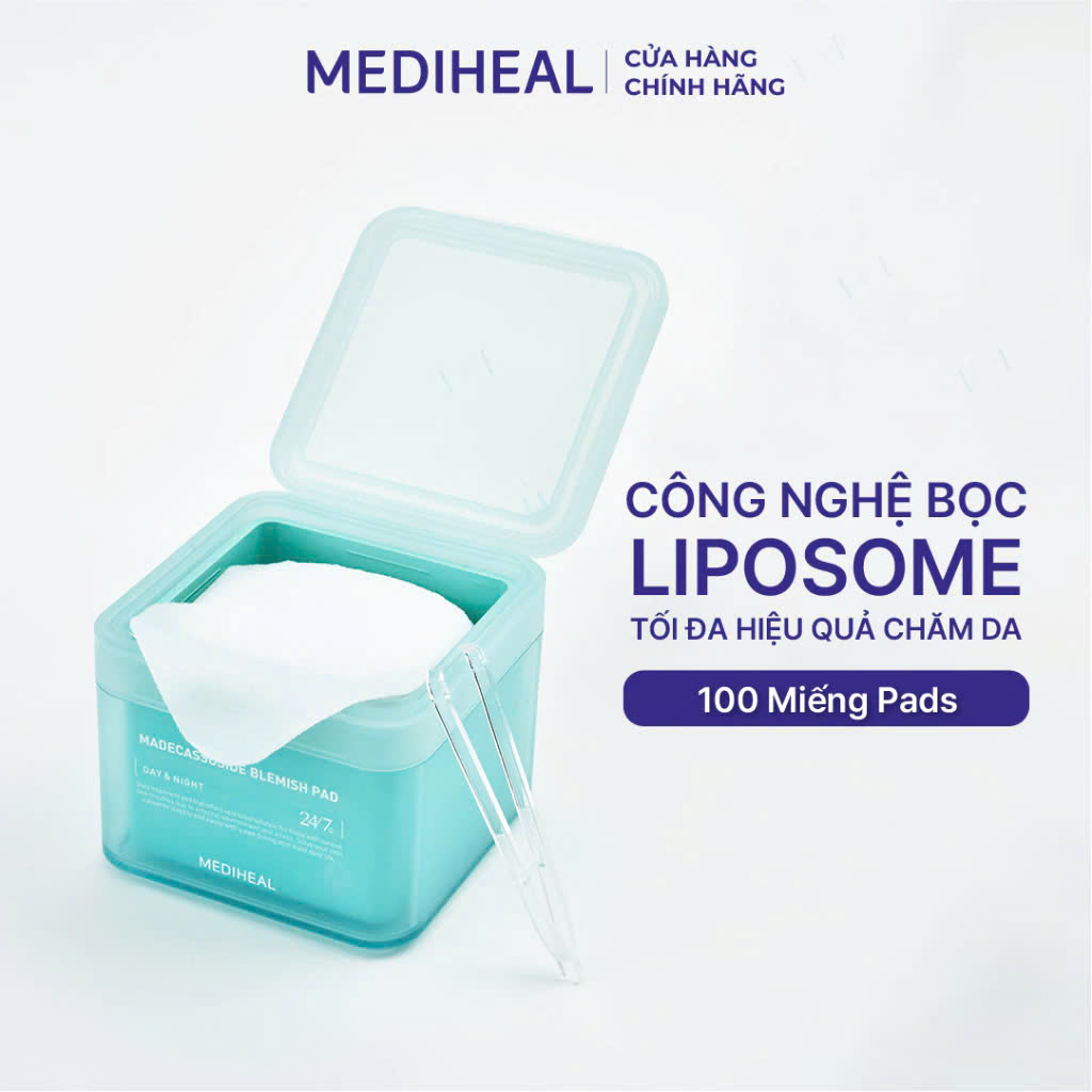 Hộp 100 miếng Toner pad cân bằng da Mediheal Làm Dịu, Phục Hồi làn da Madecassoside Blemish Pad 180ml
