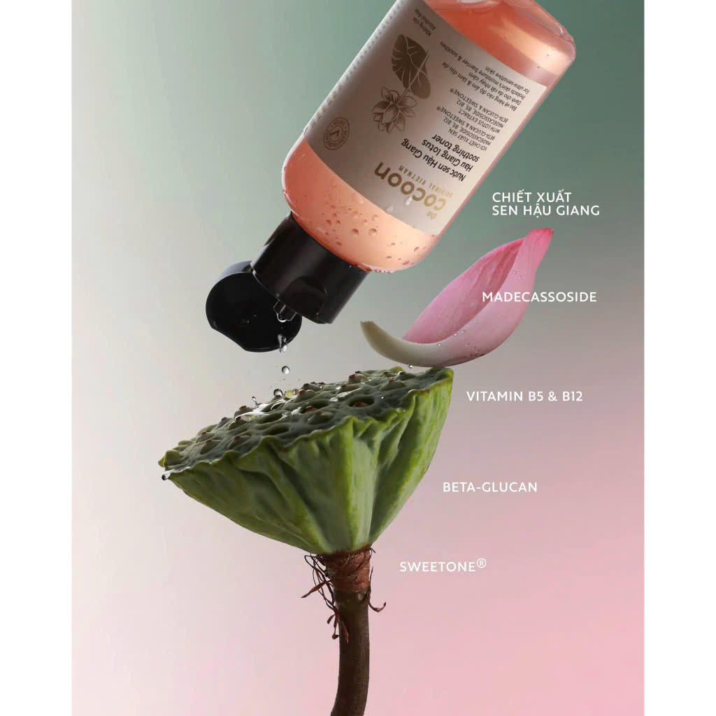 Nước sen Hậu Giang Cocoon BIGSIZE toner phục hồi cấp ẩm và làm dịu da 500ml