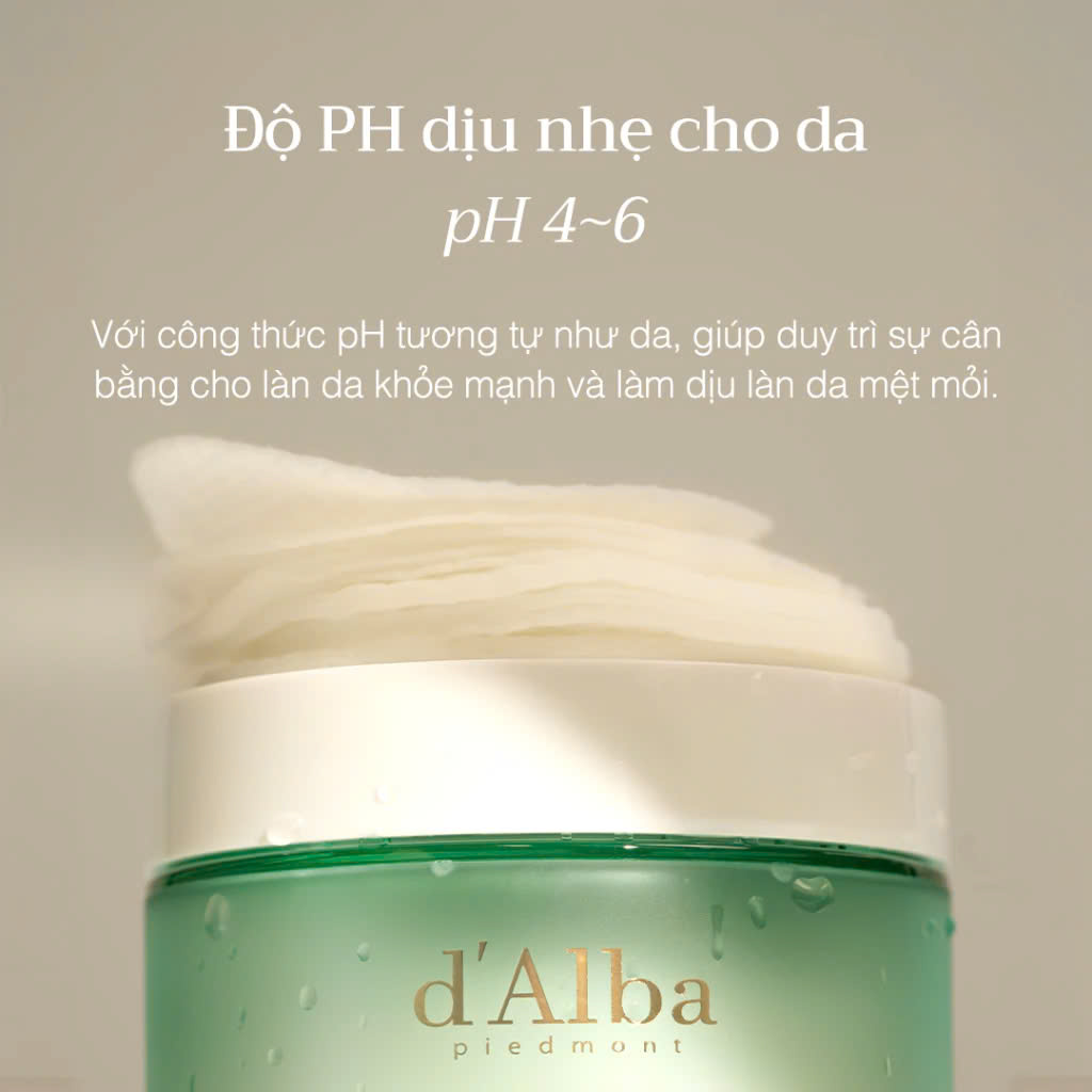 Toner Pad  d'Alba rau má cấp ẩm và tẩy da chết dịu nhẹ hàng ngày