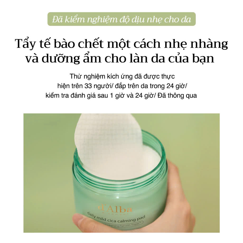 Toner Pad  d'Alba rau má cấp ẩm và tẩy da chết dịu nhẹ hàng ngày