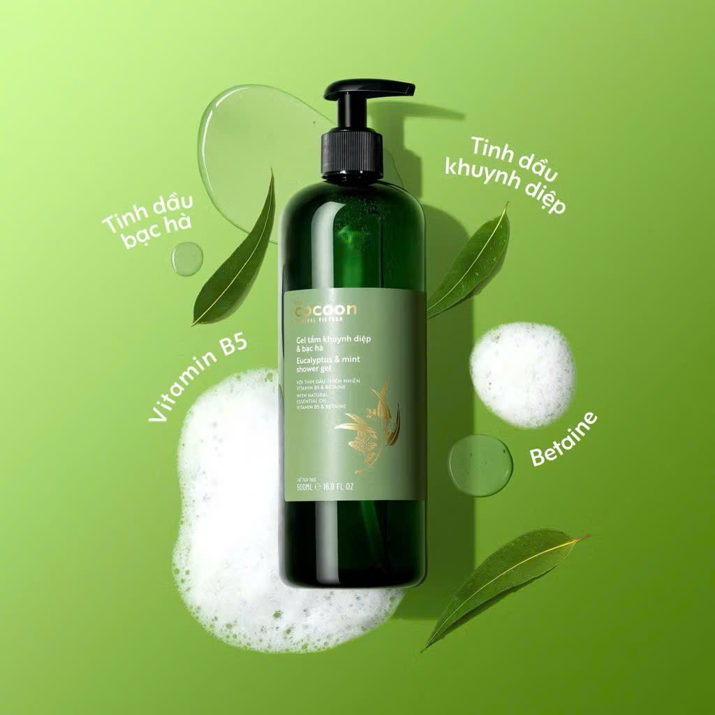 Gel tắm khuynh diệp & bạc hà Cocoon làm sạch và thư giãn 500ml