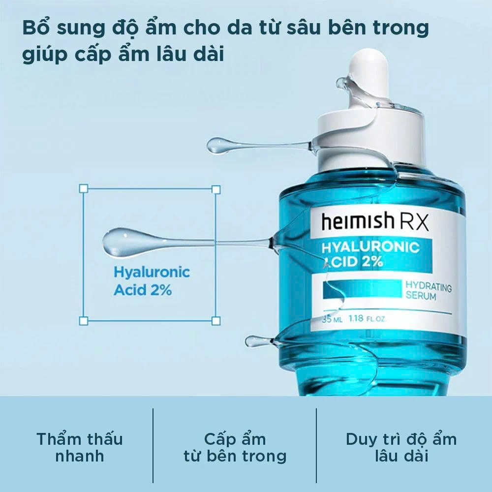 Tinh chất dưỡng ẩm heimish RX HYALURONIC ACID 2% HYDRATING SERUM