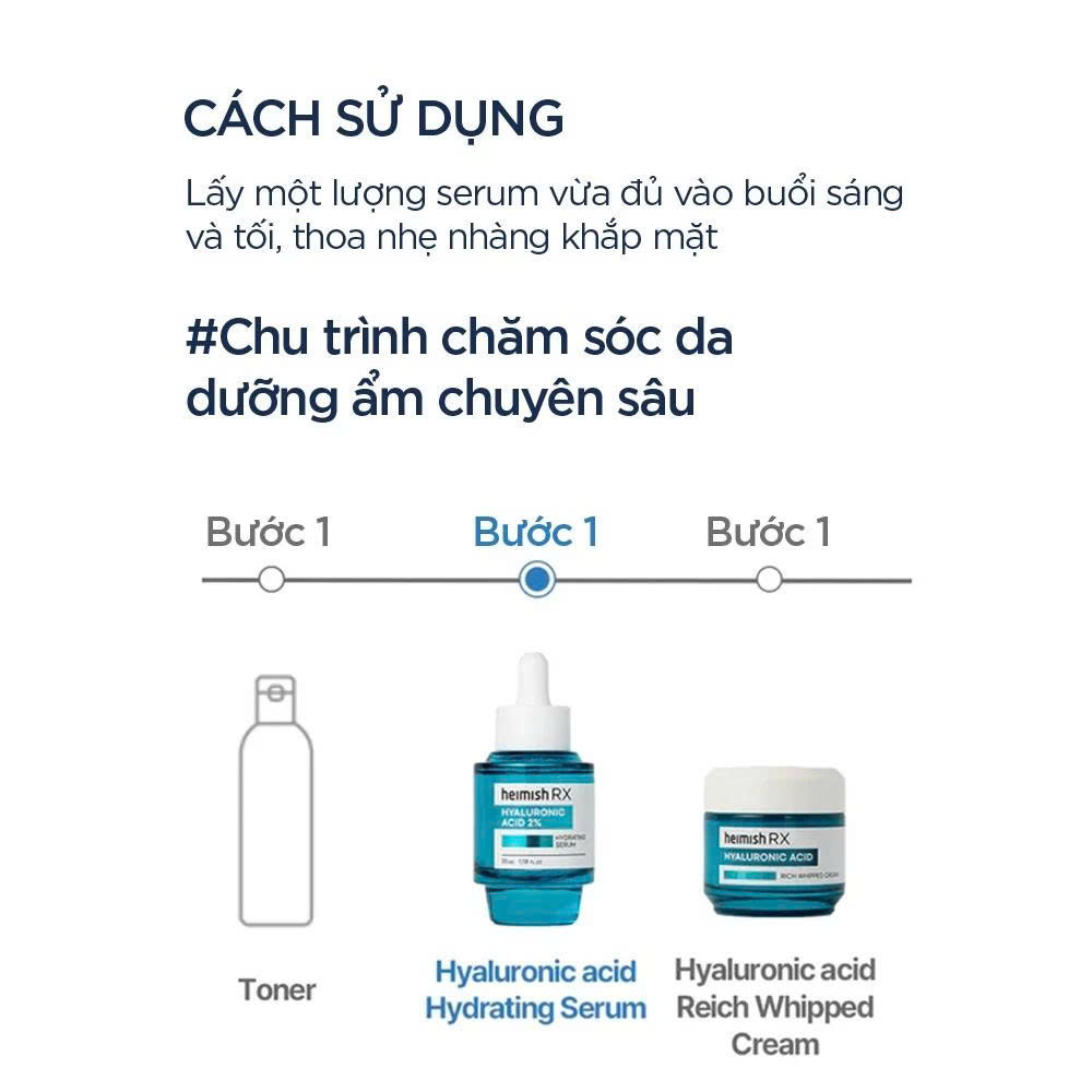 Tinh chất dưỡng ẩm heimish RX HYALURONIC ACID 2% HYDRATING SERUM