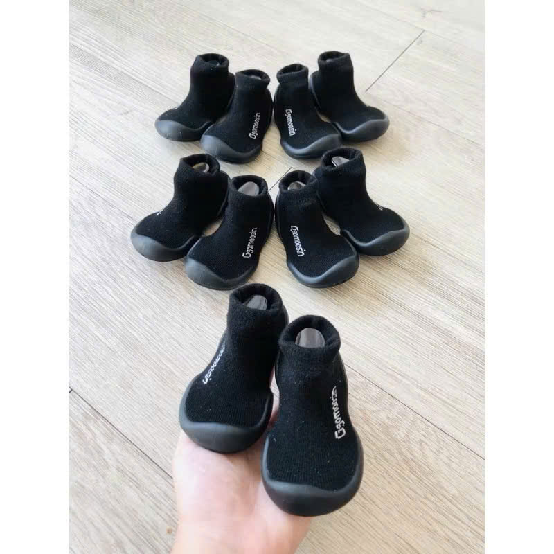 Giày cao su em bé - giày công thái học trẻ em Ggomoosin - speed đen đế đen