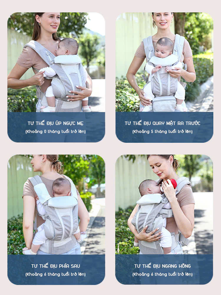Địu em bé trợ lực địu em bé 4 tư thế Omni Breeze Baby Carrier