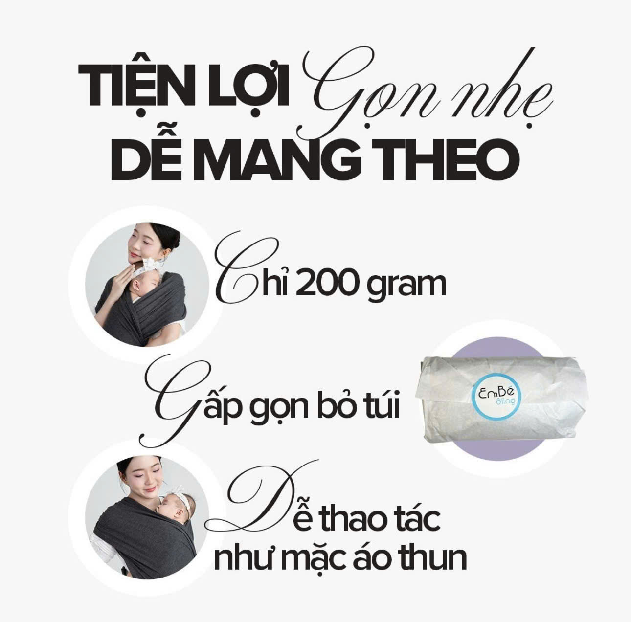 Địu Vải Em Bé Sling Dễ Địu Êm Vai An Toàn Cho Bé Sơ Sinh 0 - 24 Tháng
