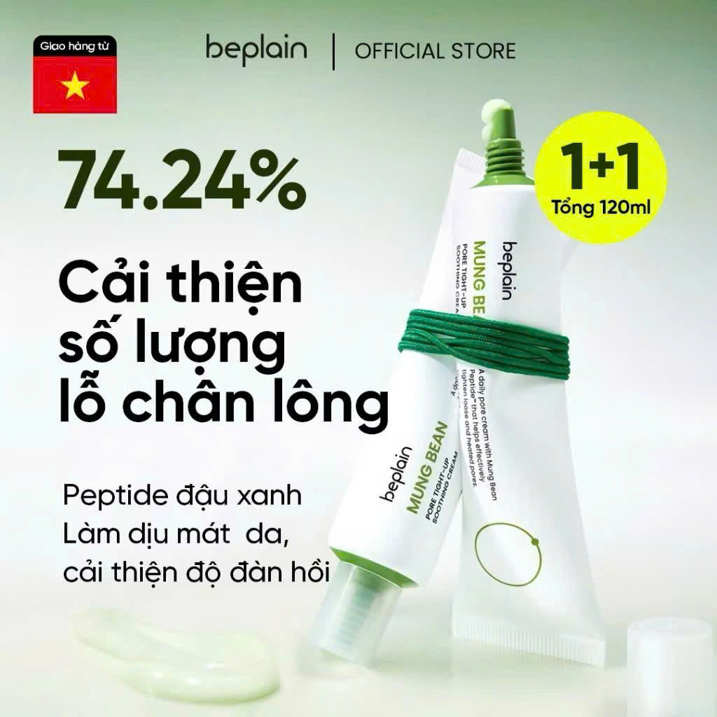 Kem Dưỡng BEPLAIN chiết xuất Petide Đậu Xanh, ngừa dấu hiệu lão hoá, giảm tình trạng lỗ chân lông chảy xệ 60ML
