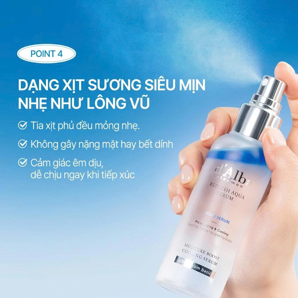 Serum dạng xịt cấp ẩm, làm mát da d'Alba Refresh Aqua Serum 100ml