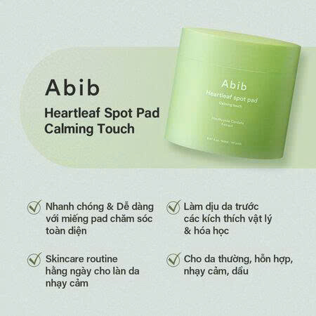 Toner pad diếp cá giúp làm dịu da & tẩy tế bào chết Abib Heartleaf Spot Pad Calming Touch (80 miếng)