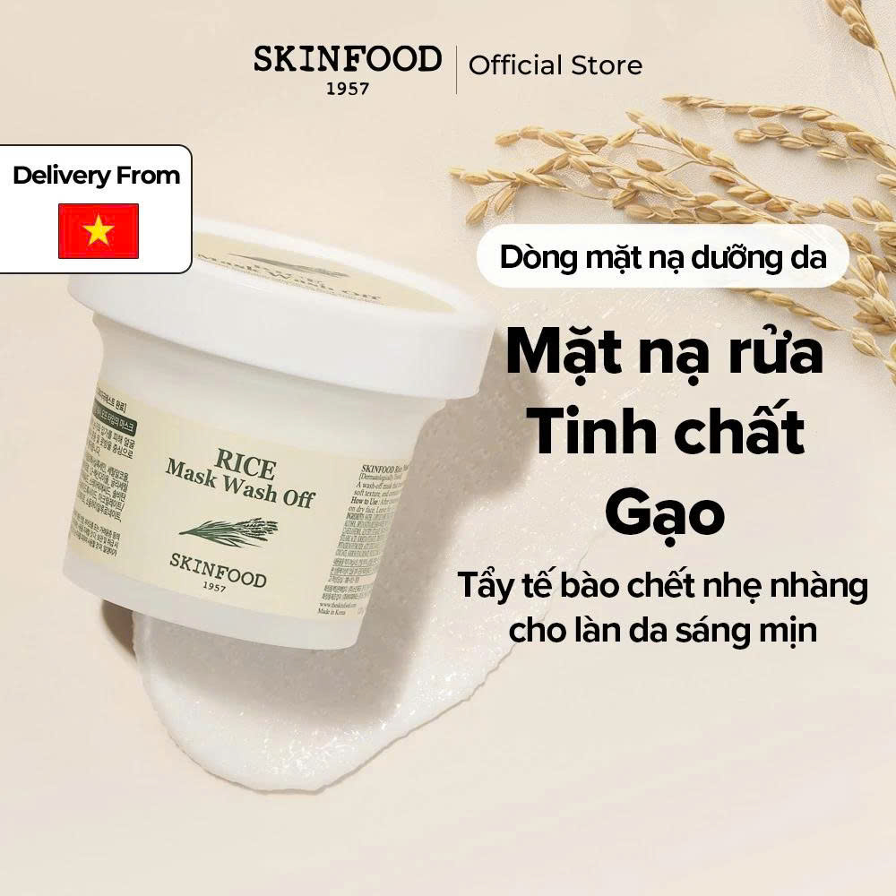 Mặt Nạ Gạo Tẩy Tế Bào Chết Và Làm Sáng Da Skinfood Rice Mask Wash Off