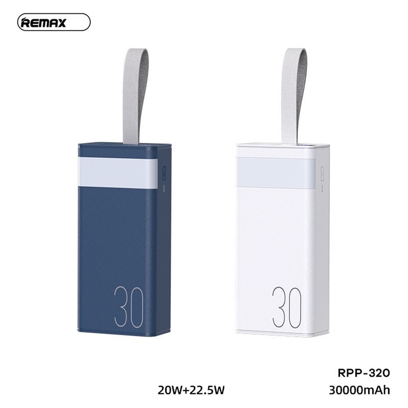 Pin sạc dự phòng 30.000 mah REMAX RPP 320 sạc nhanh ( Mua 1 tặng 1 cáp USB - C )