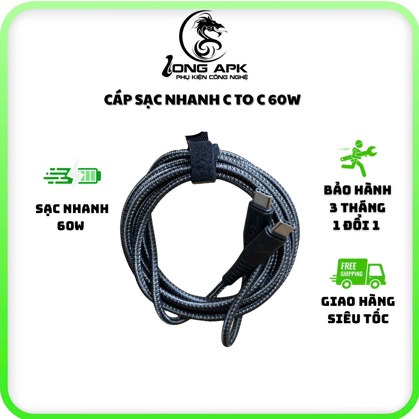Cáp sạc nhanh 60W B E L K cổng C to C dài 2 mét bọc dù sạc điện thoại phụ kiện ( bảo hành 1 đổi 1 ) cổng C Usb