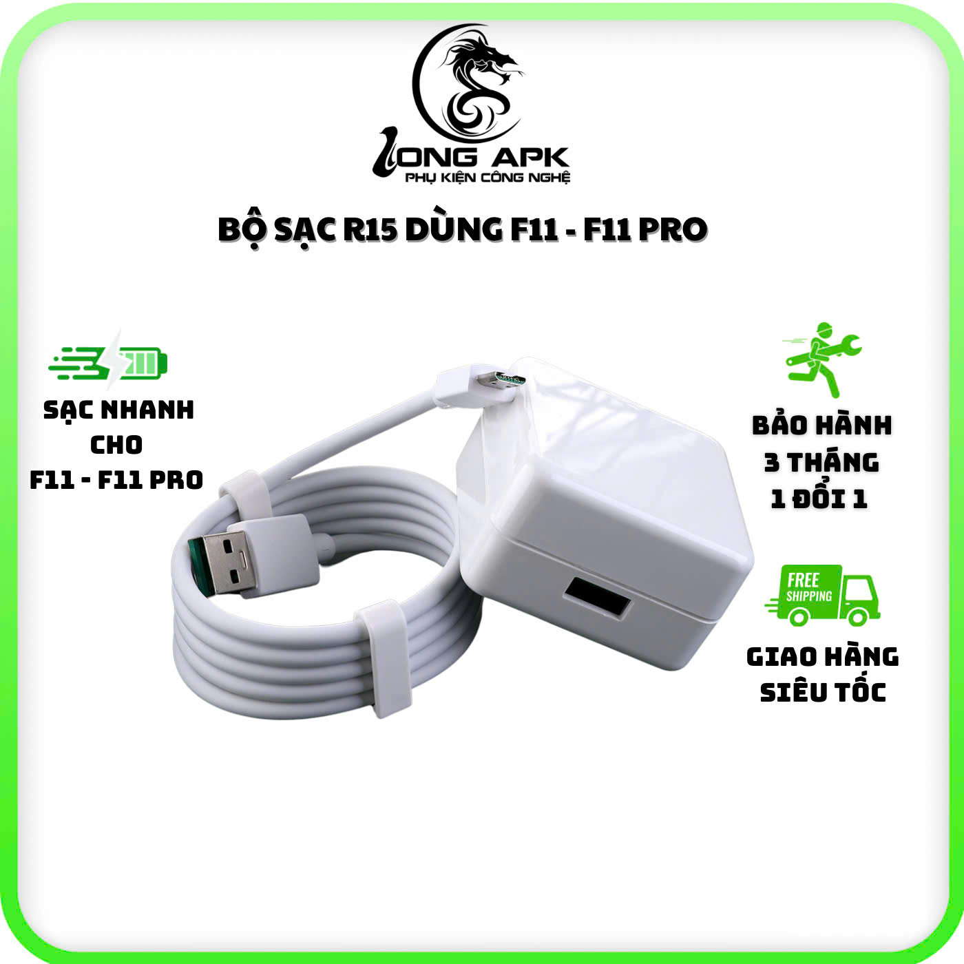 Bộ sạc nhanh VOOC Oppo R15 cổng micro dùng cho F11 và F11 PRO