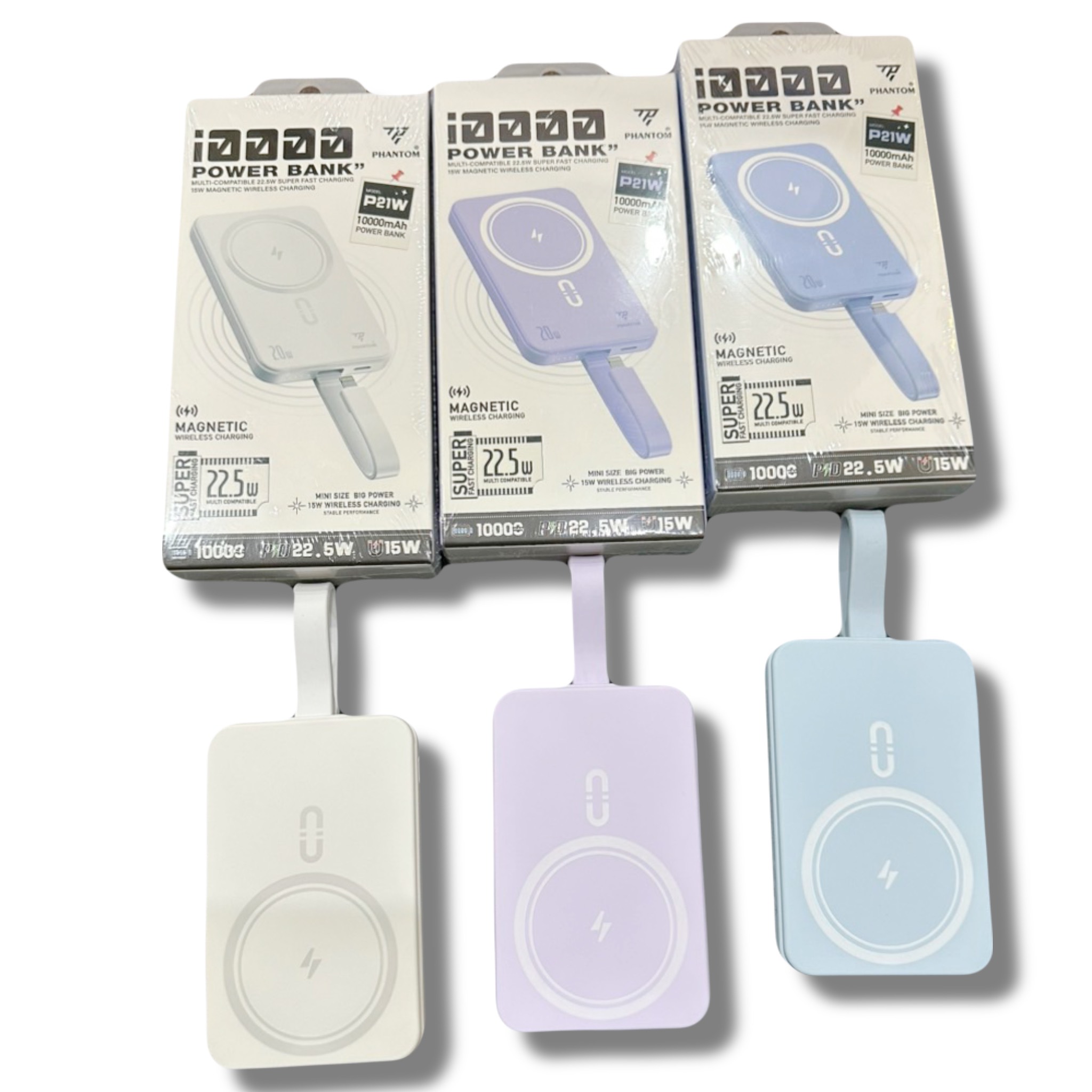 Pin sạc dự phòng không dây P21 phantom 10.000 mah sạc nhanh 22.5w - 20w PD
