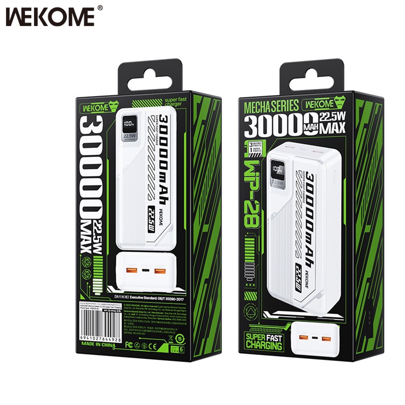 Pin sạc dự phòng Wekome WP-28 30.000 Mah sạc nhanh 22.5w sạc điện thoại Pin Dự Phòng