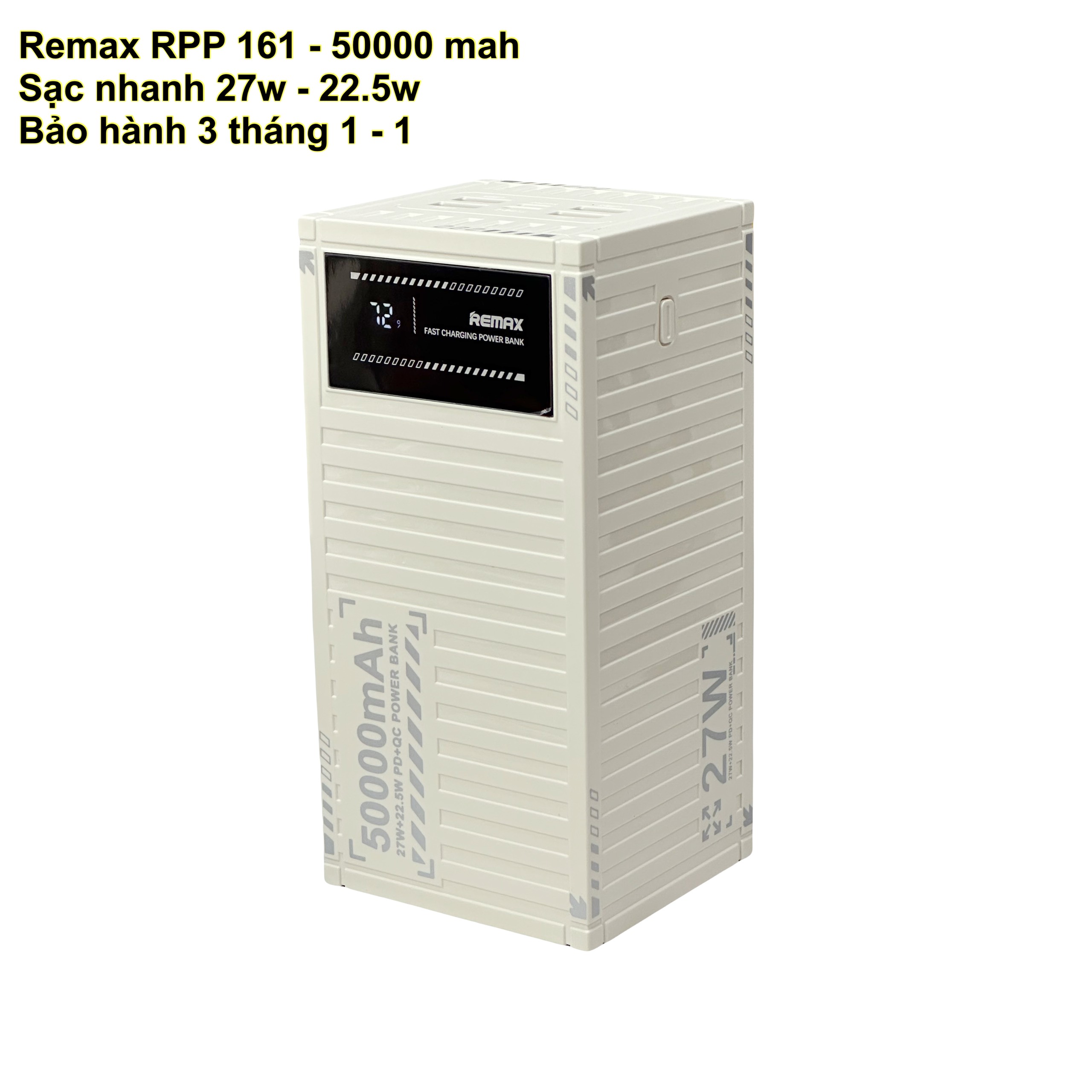 Pin sạc dự phòng REMAX RPP 161 - 50000 mah container sạc nhanh điện thoại 27w - 22.5w